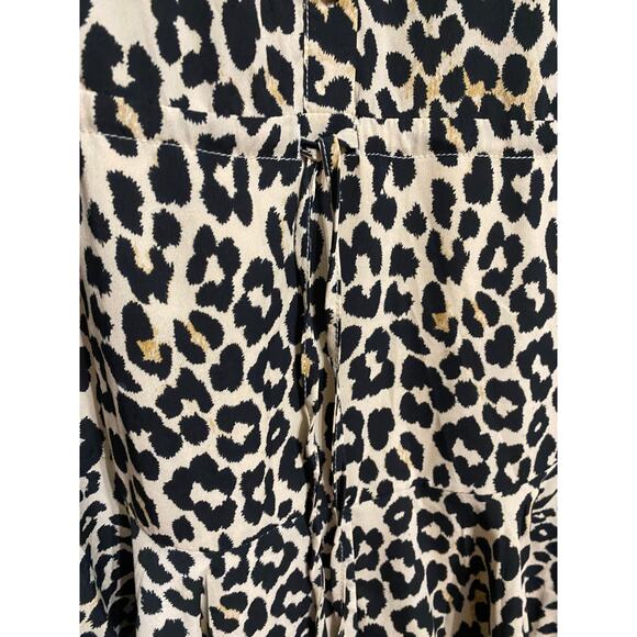 Everly Tiered Babydoll Dress Size Medium Animal Print Long Sleeve - Picture 5 of 6